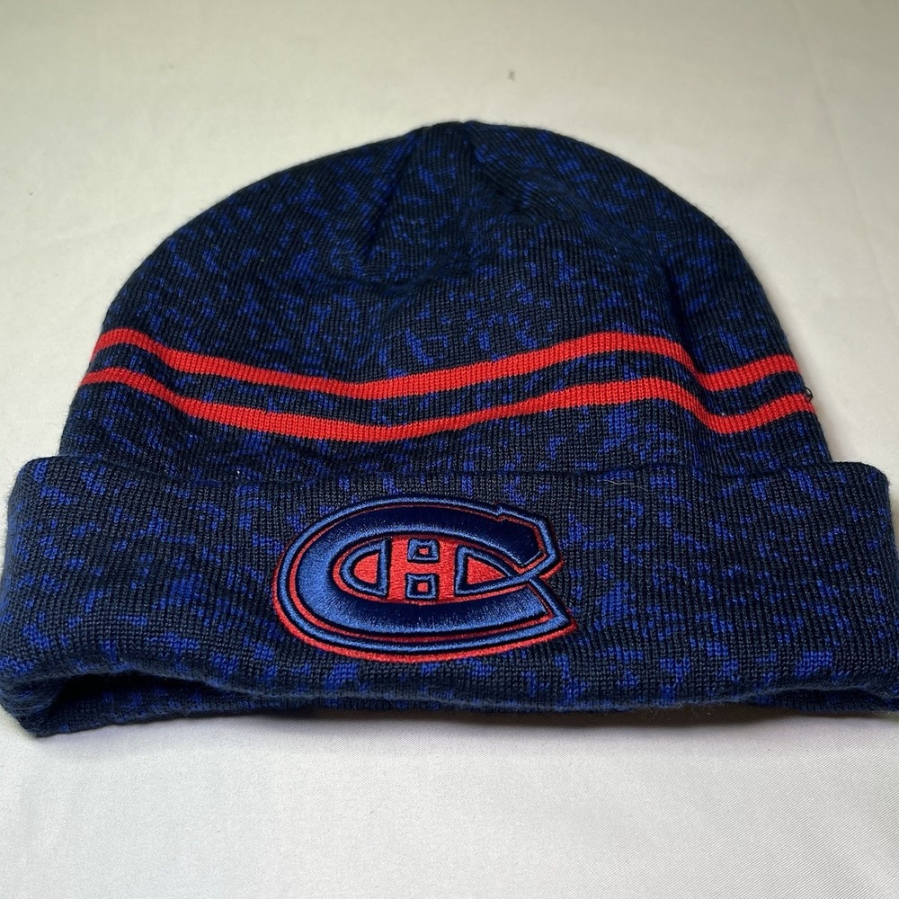 Montreal Canadiens Reversible Beanie Knit Hat NHL Toque Red Blue Adult OSFM‎